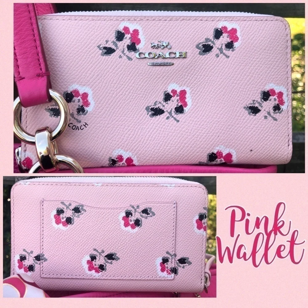Coach Chicago Ellis Leather Grain Bag Wallet Set Barbie - Picture 6 of 7